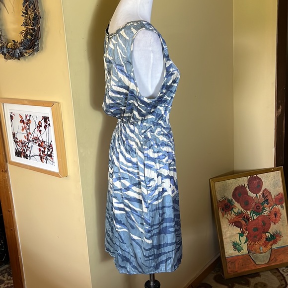 BANANA REPUBLIC Size 14 100% Crinkle Silk Ocean Beach Waves Tankdress $149 NEW - Picture 4 of 16